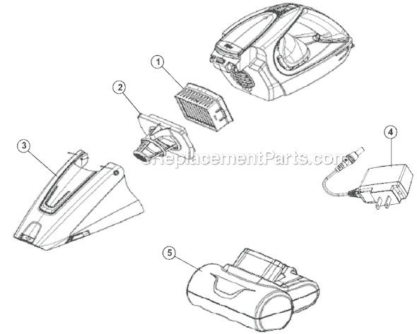 Page A Diagram and Parts List for BD10175  Dirt Devil Hand Vacuum